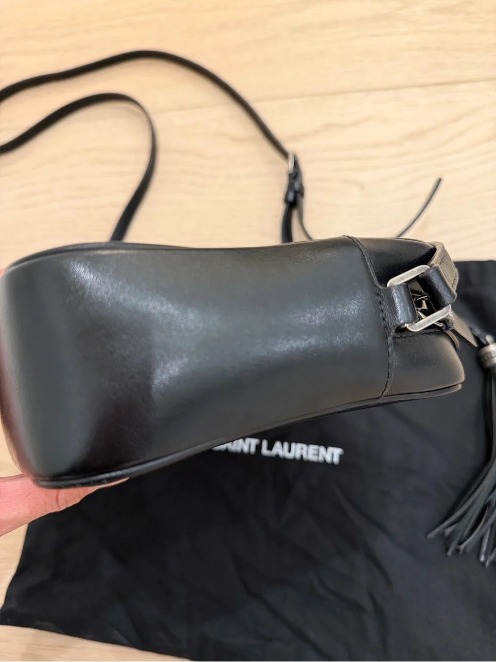 YSL Saint Laurent Black Quilted Leather Camera Crossbody with Tassel